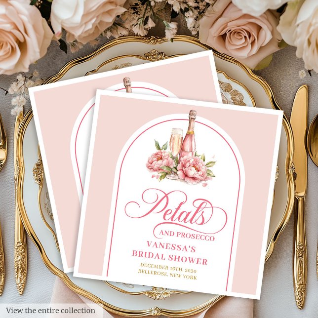 Romantic Gold Frame Petals and Prosecco Napkins (Romantic Gold Frame Petals and Prosecco Napkins)