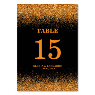 Romantic Gold Glitter Wedding  Table Number