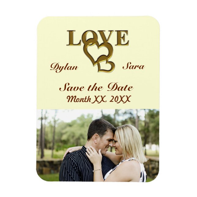 Romantic Gold Interlocking Hearts Your Photo Magnet (Vertical)