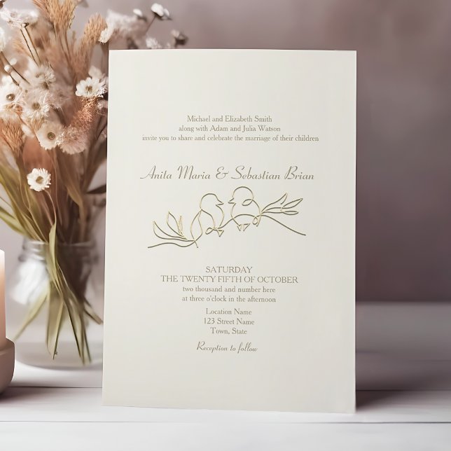 Romantic Gold Ivory Wedding Invitation (Creator Uploaded)