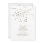 Romantic Gold Letter Table Number Seating Chart
