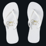 romantic gold love hearts with initials wedding jandals<br><div class="desc">For a married couple party,  a romantic design of a graphic faux golden heart with their initials...  to bring comfort and ease to all your wedding planning events...   perfect to wear after the wedding</div>