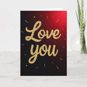 Romantic Gold Love You Card