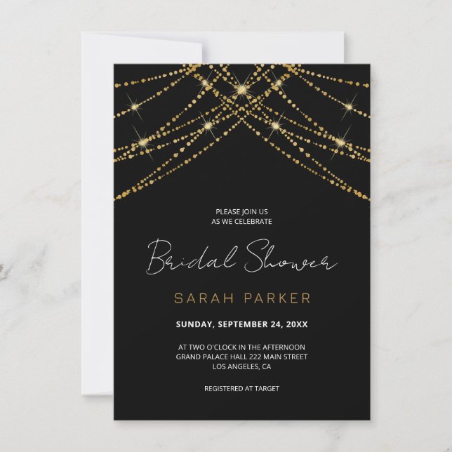 Romantic Gold String Wedding Invitation (Front)
