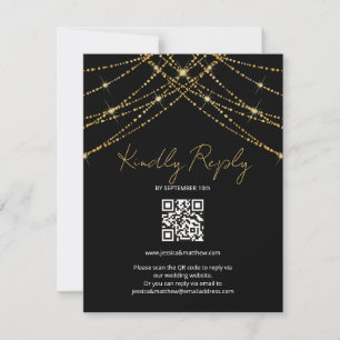Romantic Gold String Wedding RSVP Card