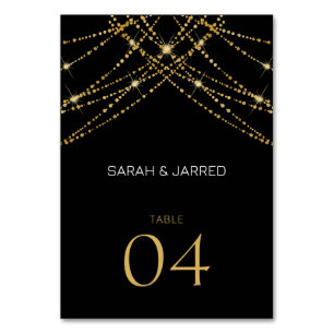 Romantic Gold String Wedding Table Number