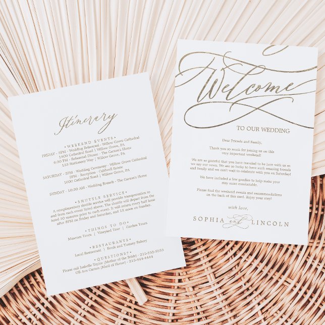 Romantic Gold Styled Name Welcome Itinerary Letter (Creator Uploaded)