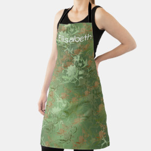 Romantic ,gold, Teal,, Watercolor, Chic, Apron
