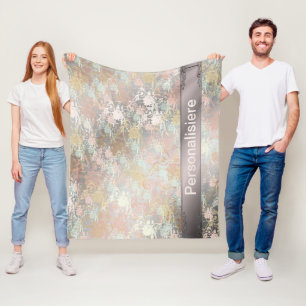 Romantic ,gold, Teal,, Watercolor, Chic, Floral Fleece Blanket