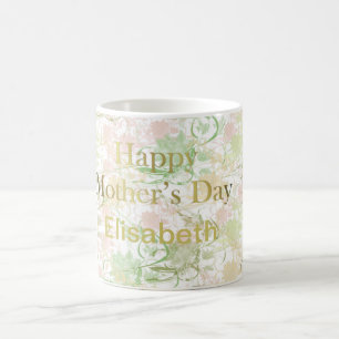 Romantic ,gold, Teal,, Watercolor, Chic, Floral Sa Coffee Mug