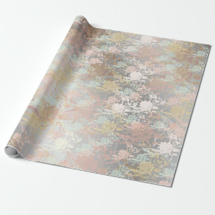 Romantic ,gold, Teal,, Watercolor, Chic, Floral Wrapping Paper