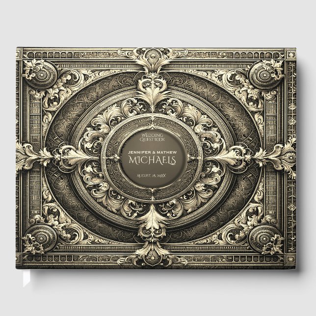 Romantic Gold Vintage Look Guest Book (Front)