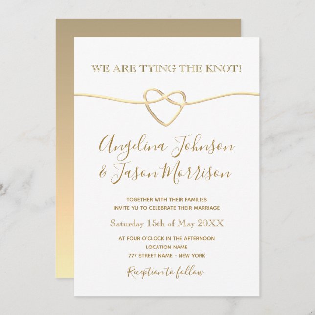 Romantic Gold Wedding Invitation (Front/Back)