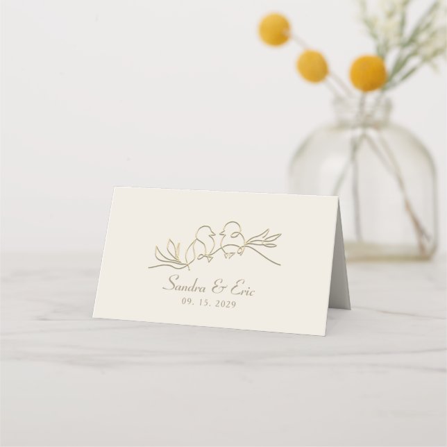 Romantic Gold Wedding Place Card (Back)