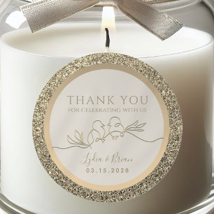 Romantic Gold Wedding Thank You Favour Classic Round Sticker