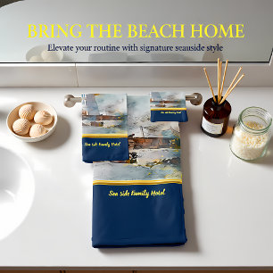 Romantic Gold with nautical coastal Lighthouse db Bath Towel Set