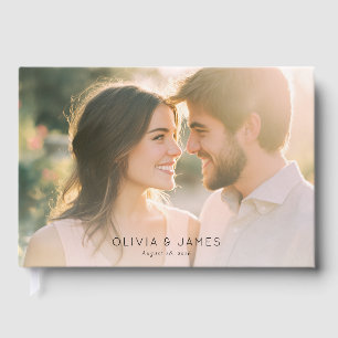 Romantic Golden Contemporary Photo Guest Book