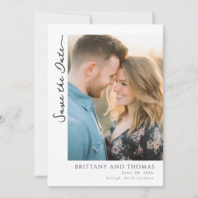Romantic Golden Digital Photo Save The Date (Front)