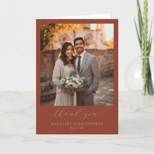 Romantic Golden Elegant Photo Thank You Card