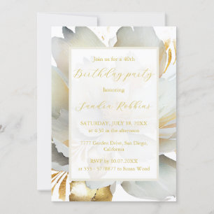 Romantic golden flower Birthday Invitation