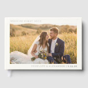 Romantic Golden Minimalist Photo Guest Book