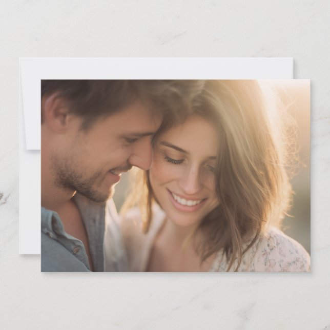 Romantic Golden Minimalist Photo Invitation (Front)