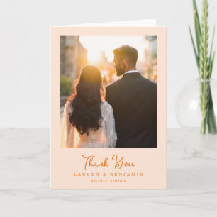 Romantic Golden Minimalist Photo Thank You Card