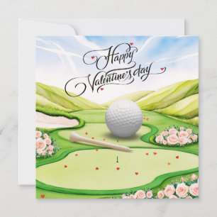 Romantic Golf Course with Roses – Watercolor  Holiday Card