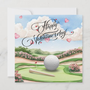Romantic Golf Course with Roses – Watercolor  Holiday Card