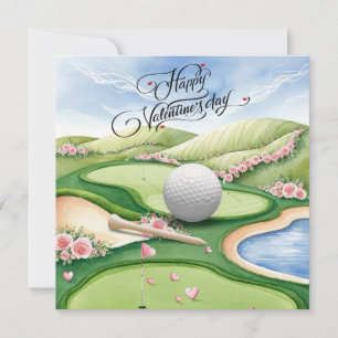 Romantic Golf Course with Roses – Watercolor  Holiday Card