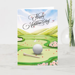 Romantic Golf Course with Roses – Watercolor  Holiday Card