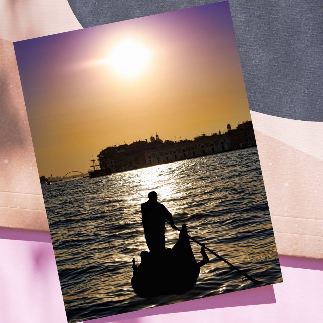 Romantic Gondola In Venice Sunset Postcard (Creator Uploaded)