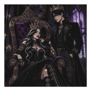 Romantic Goth King and Queen   Dark Aesthetic Poster