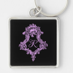 Romantic Goth Pink Monogram Key Ring