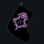 Romantic Goth Pink Monogram Large Christmas Stocking<br><div class="desc">Elegant,  ornate,  black and pink, romantic,  feminine,  vintage goth design with a monogram initial. Personalise it for yourself or as a great gift.</div>