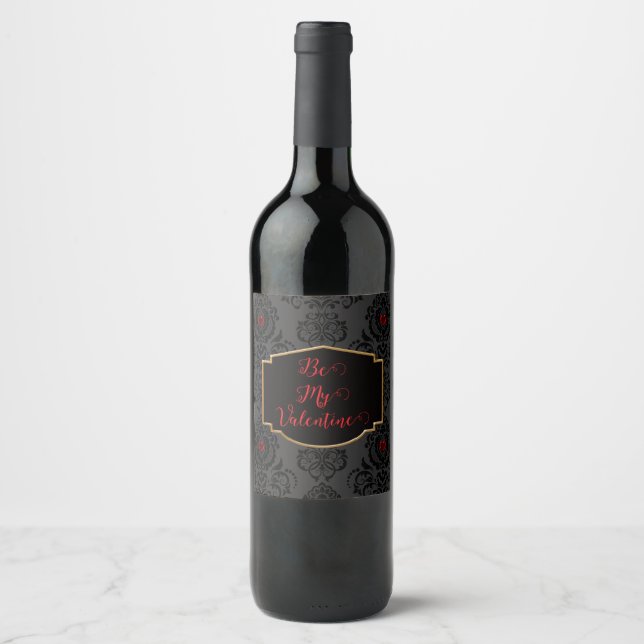 Romantic Goth Valentine  Wine Label (Front)