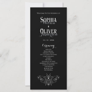 Romantic Gothic Black & White Wedding Program 