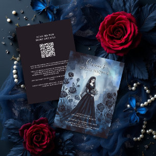 Romantic Gothic Bride Misty Floral Bridal Shower Invitation
