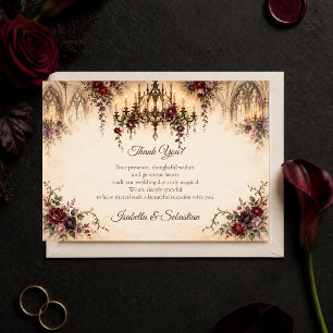 Romantic Gothic Chandelier Wedding Thank You Card