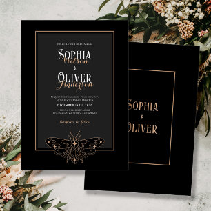 Romantic Gothic dark black wedding Invitation