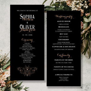 Romantic Gothic dark black wedding Program 
