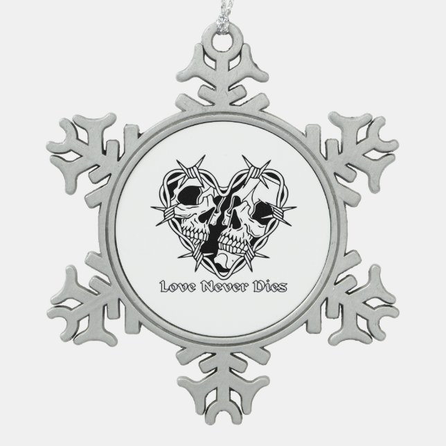 Romantic Gothic For Couples Snowflake Pewter Christmas Ornament (Front)