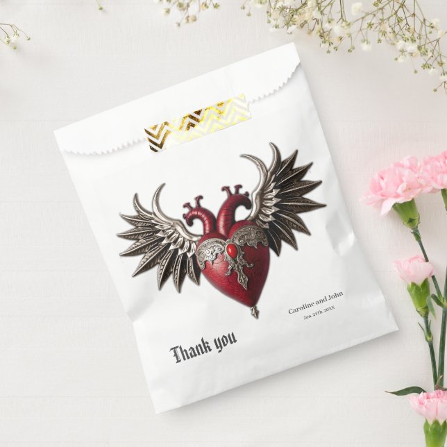 Romantic Gothic icon: heart, rose, skull.  Favour Bags (Sealed)