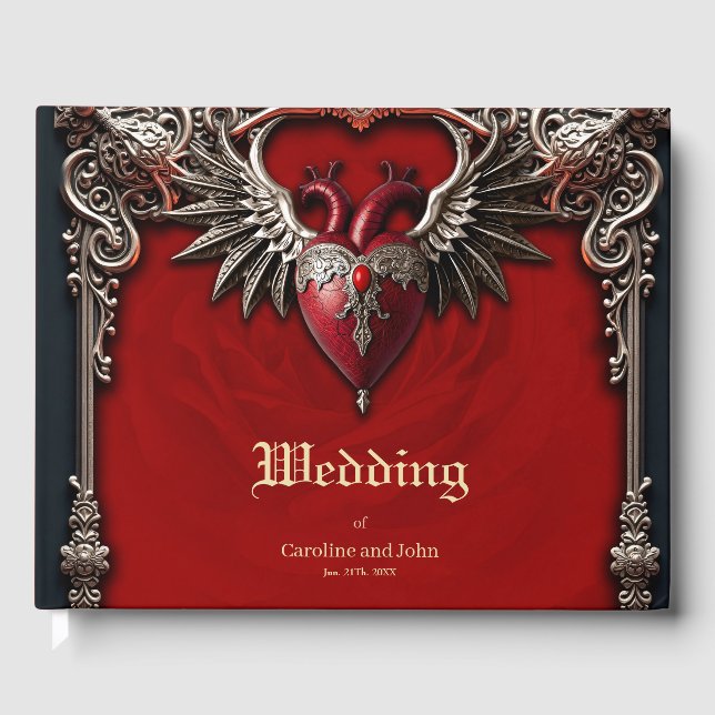 Romantic Gothic icon: heart, rose, skull. Guest Book (Front)