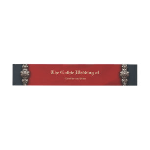Romantic Gothic icon: heart, rose, skull Invitation Belly Band
