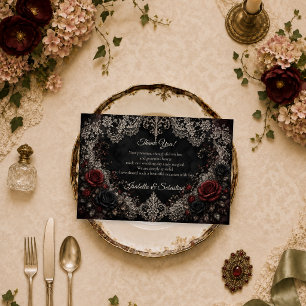 Romantic Gothic Lace Wedding Thank You Card