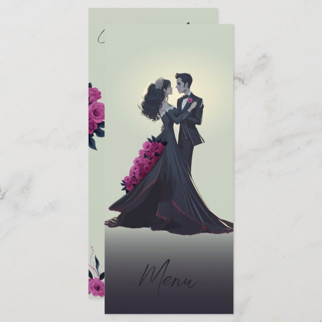 Romantic Gothic Lovers Elegant Gourmet Menu (Front/Back)
