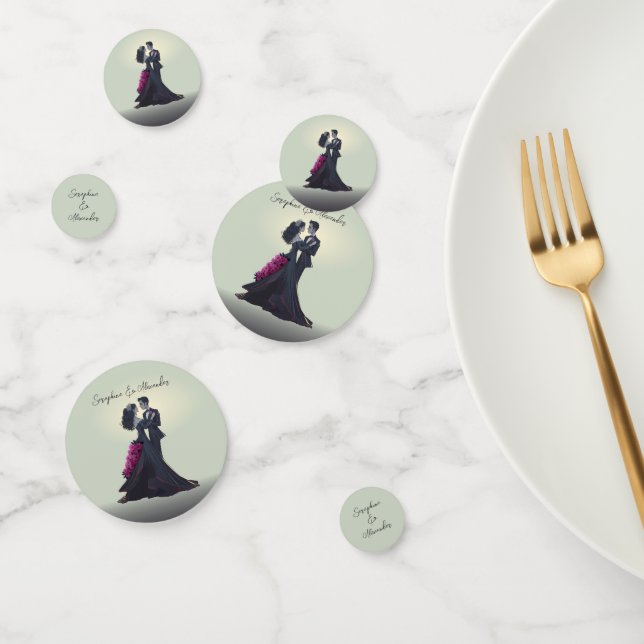 Romantic Gothic Lovers Elegant Wedding  Confetti (Group)