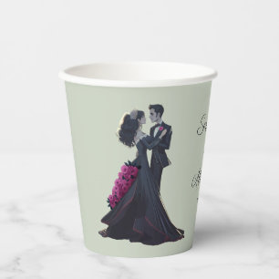 Romantic Gothic Lovers Elegant Wedding Paper Cups