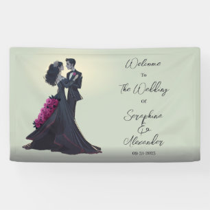 Romantic Gothic Lovers Elegant Wedding Welcome Banner